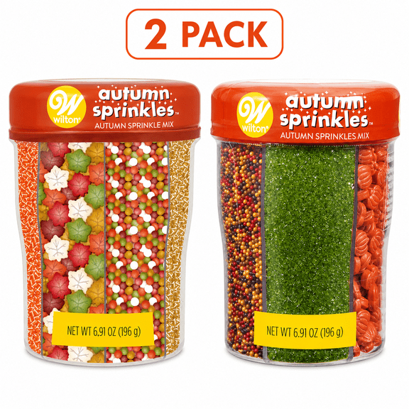 Wilton Autumn Sprinkles Mix 2 Pack, Fall Cookie & Cupcake Decorating Sprinkles, 6.91 oz Each