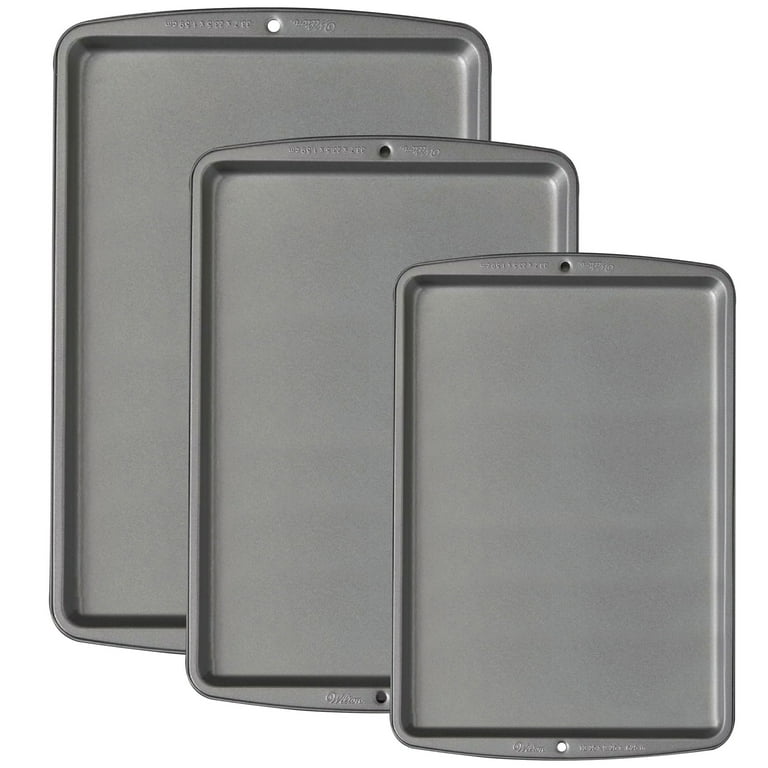 Nonstick Bakeware Cookie Pan Set, 3-Piece, Silver Nonstick Bakeware Cookie Pan Set, 3-Piece, Silver