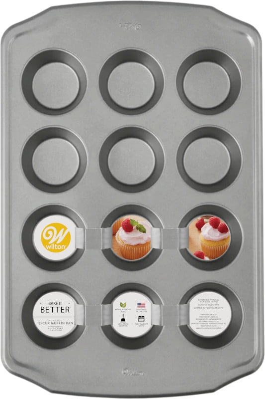 Wilton Bake It Better Non-Stick Muffin Pan, Steel, 12-Cup Cupcake Pan