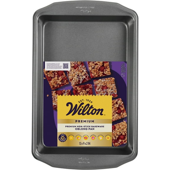 Wilton Premium Non-Stick Oblong Large Brownie Pan 9" x 13" Rectangular Baking Pan, Packaging May Vary