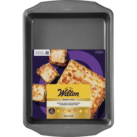 Wilton Premium Steel Non-Stick Lasagna Baking Pan 14.5" x 11" x 2" Roasting Casserole Baking Dish, Packaging May Vary