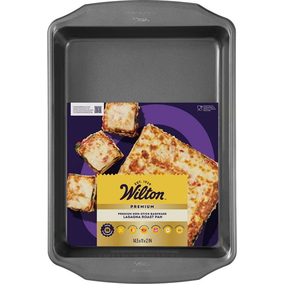 Wilton Premium Steel Non-Stick Lasagna Baking Pan 14.5" x 11" x 2" Roasting Casserole Baking Dish, Packaging May Vary