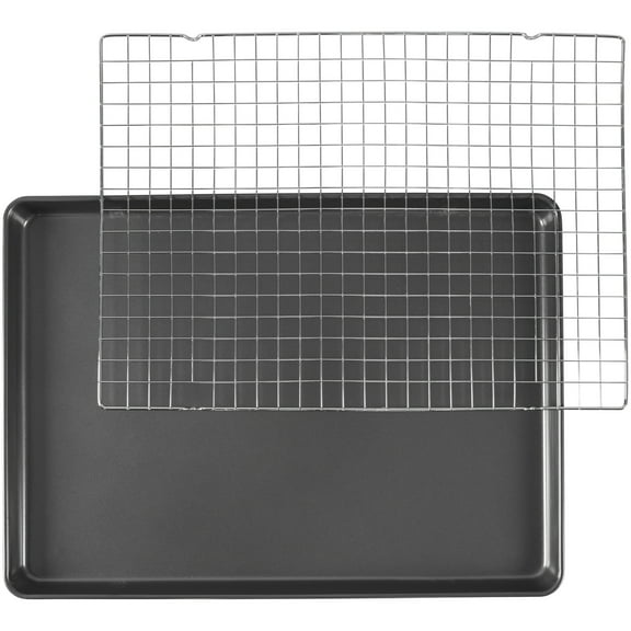 Wilton Premium Bakeware Set Non-Stick Mega Cookie Sheet 21x15 & Cooling Rack for Cooking & Baking Rectangular Shape, Packaging May Vary