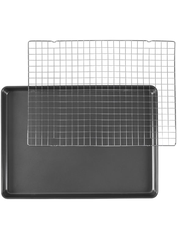 Wilton Bake It Better Steel Non-Stick 15 x 21-inch Mega Cookie Pan and 14.5 x 20-inch Chrome Cooling Grid Set