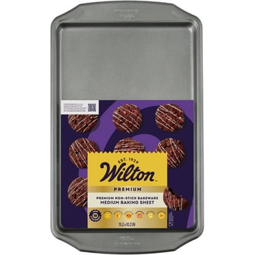 Wilton Bake It Better Steel Non-Stick Medium Cookie Sheet 10x 15 Baking Pan with Handles Rectangular Shape