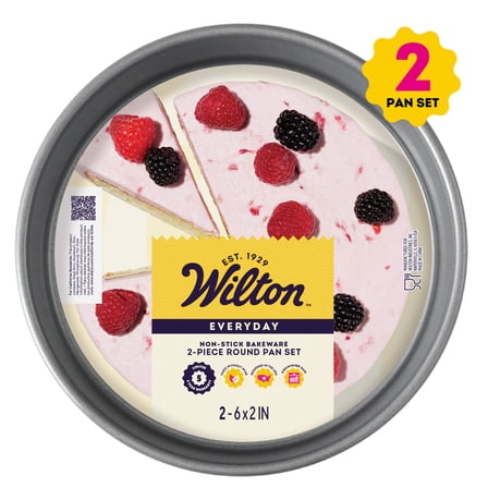Wilton Everyday Non-Stick Bakeware Round Cake Pans, 6-Inch Layer Cake Pans, 2 Piece Set, Packaging May Vary