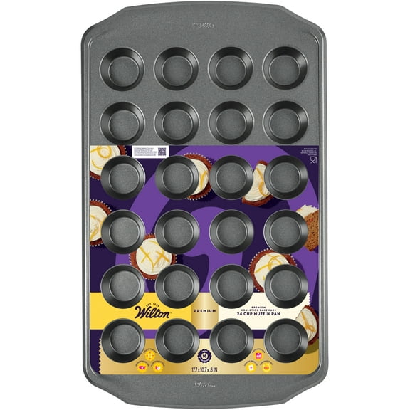 Wilton Premium Non-Stick 24-Cup Mini Muffin and Cupcake Pan 17.7 x 10.7 x 0.8 in