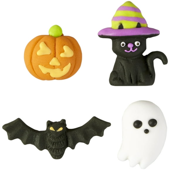 Wilton Bat, Cat, Pumpkin and Ghost Candy Decorations, 4-Count
