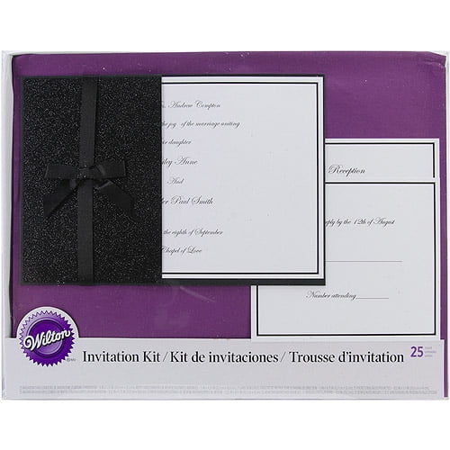 Wilton Black Glitter Pocket Invitation Kit, 25 Count