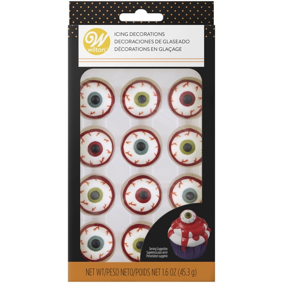 Wilton Bloody Eyeball Icing Decorations, Assorted Eyeball Colors, 12-Count
