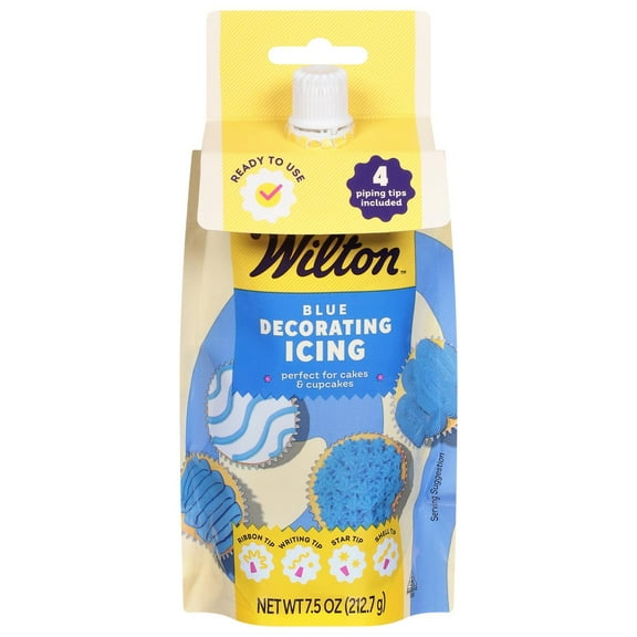 Wilton Blue Decorating Icing Pouch with Tips 7.5 oz (Pack of 4)
