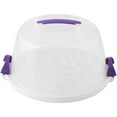 thumbnail image 1 of Wilton Cake and Cupcake Carrier, Perfect 10-Inch Round Cake or 13 Cupcakes, Reversible Base, Secure Lock, Ideal for Transporting Desserts, Transparent White, 1 of 5