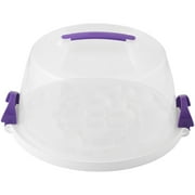 Wilton Cake and Cupcake Carrier, Perfect 10-Inch Round Cake or 13 Cupcakes, Reversible Base, Secure Lock, Ideal for Transporting Desserts, Transparent White