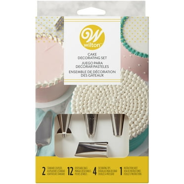 Wilton Cake Decorating Set with Piping Tips, Decorating Bags, Couplers and Instructions, 18-Piece, Stainless Steel