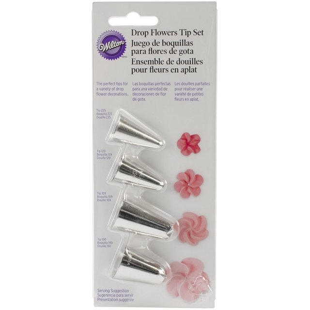 Wilton Cake Decorating Tip Set for Drop Flowers, 4Piece (Tips 225, 129