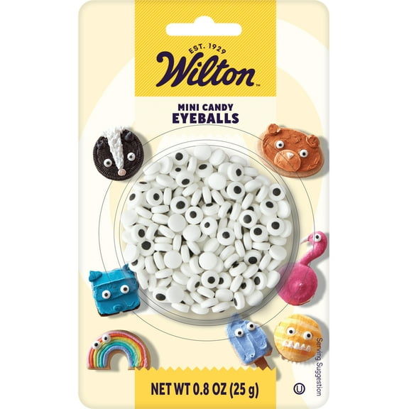 Wilton Candy Eyeballs for Icing Desserts Black & White Candy Sprinkles 0.8 oz.