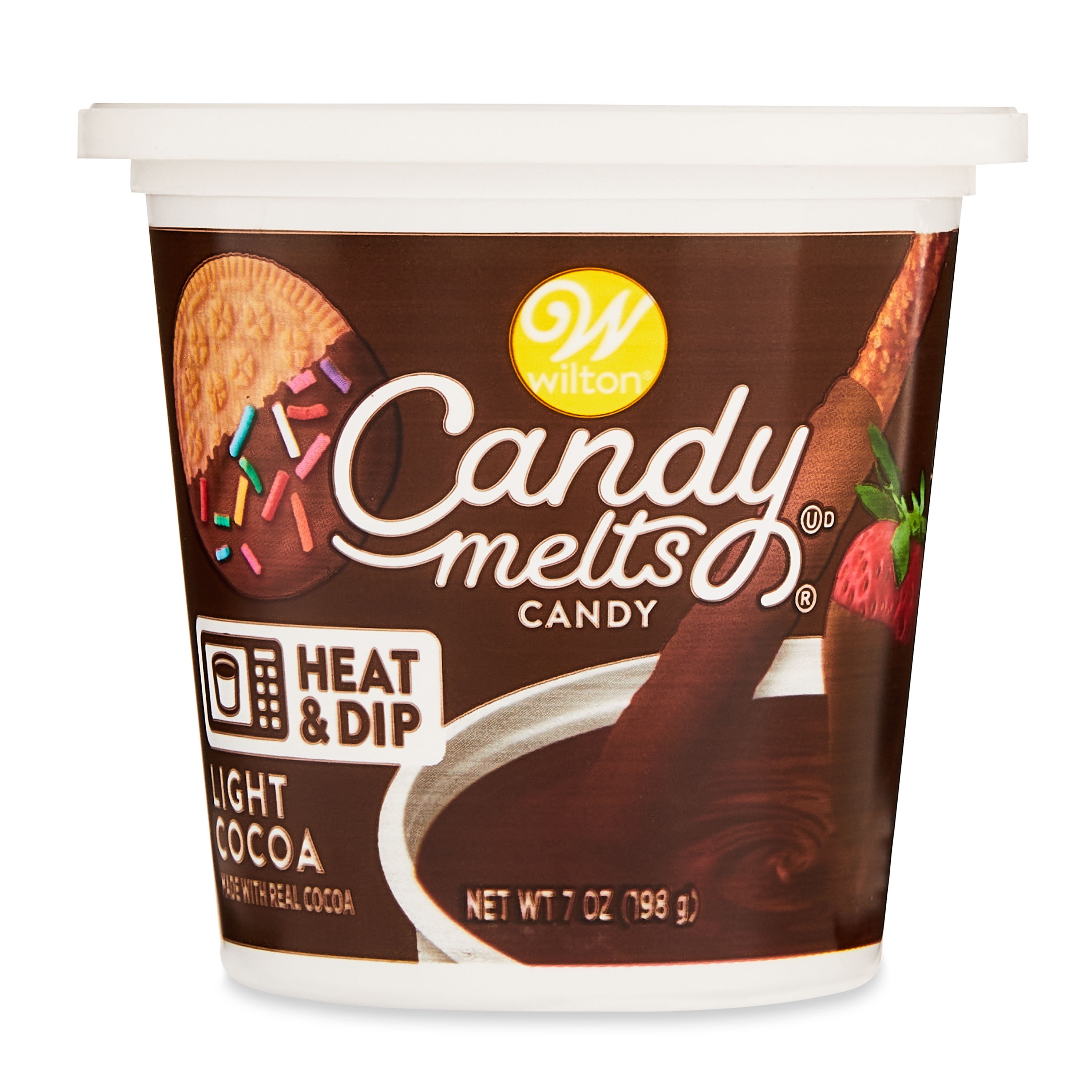 Wilton Chocolate Flavored Light Cocoa Candy Melts Candy Tub, 7 oz.