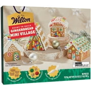 Wilton Christmas Gingerbread Mini Village Kit, Gingerbread Flavor, Shelf-Stable, 10-Pieces, 27.8 oz, Pre-Baked, Ready to Decorate