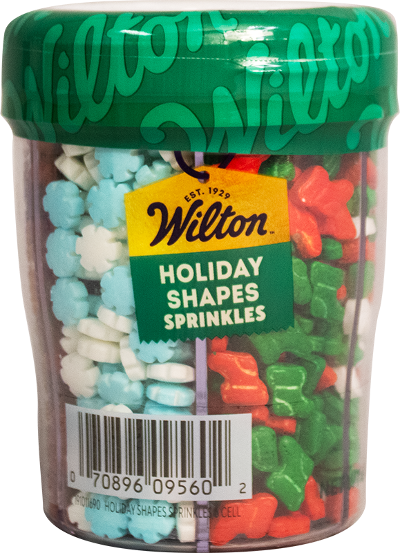 Wilton Christmas Shapes Sprinkles - Assorted Colors, 6-Cell Container