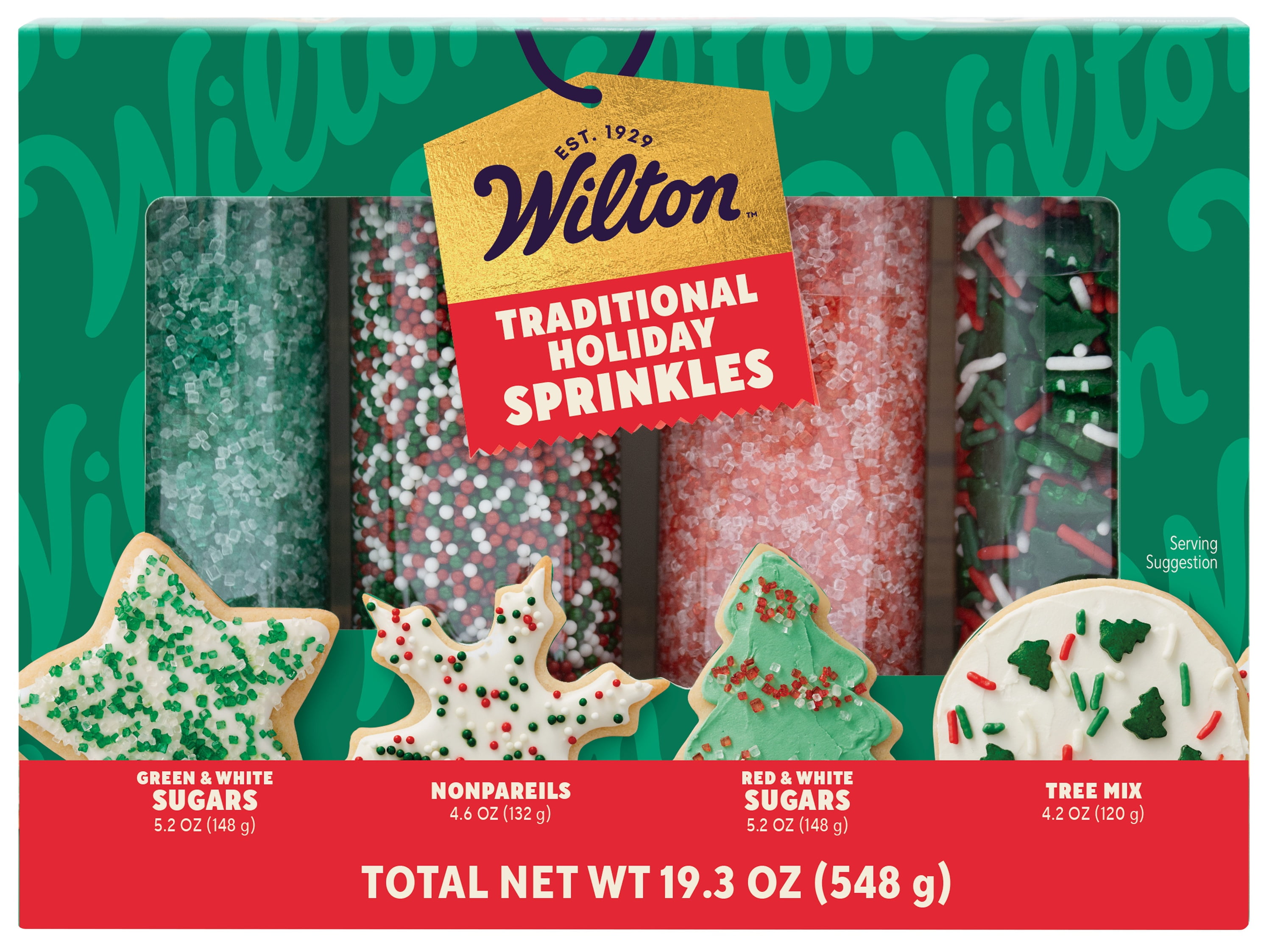Wilton Christmas Edible Sprinkle Mix 4-Pack 19.3 oz. Red White & Green Sprinkles