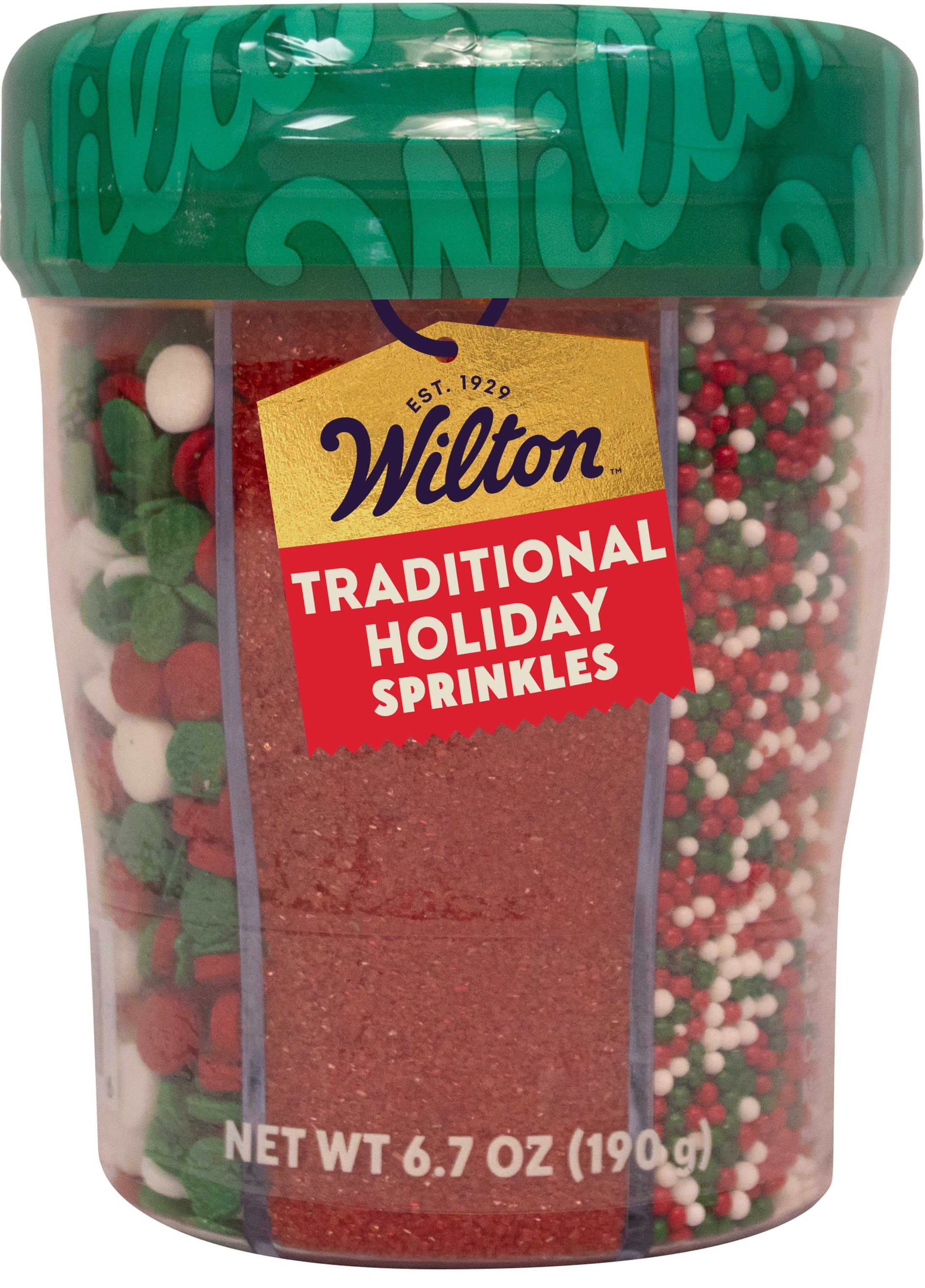 Wilton Christmas Sprinkles Edible Sprinkle Mix Assorted 6.4 oz. 6-Cell Container Cookies or Cake Decorating