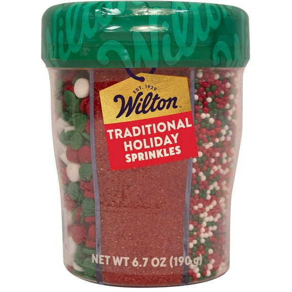 Wilton Christmas Sprinkles Edible Sprinkle Mix Assorted 6.4 oz. 6-Cell Container Cookies or Cake Decorating