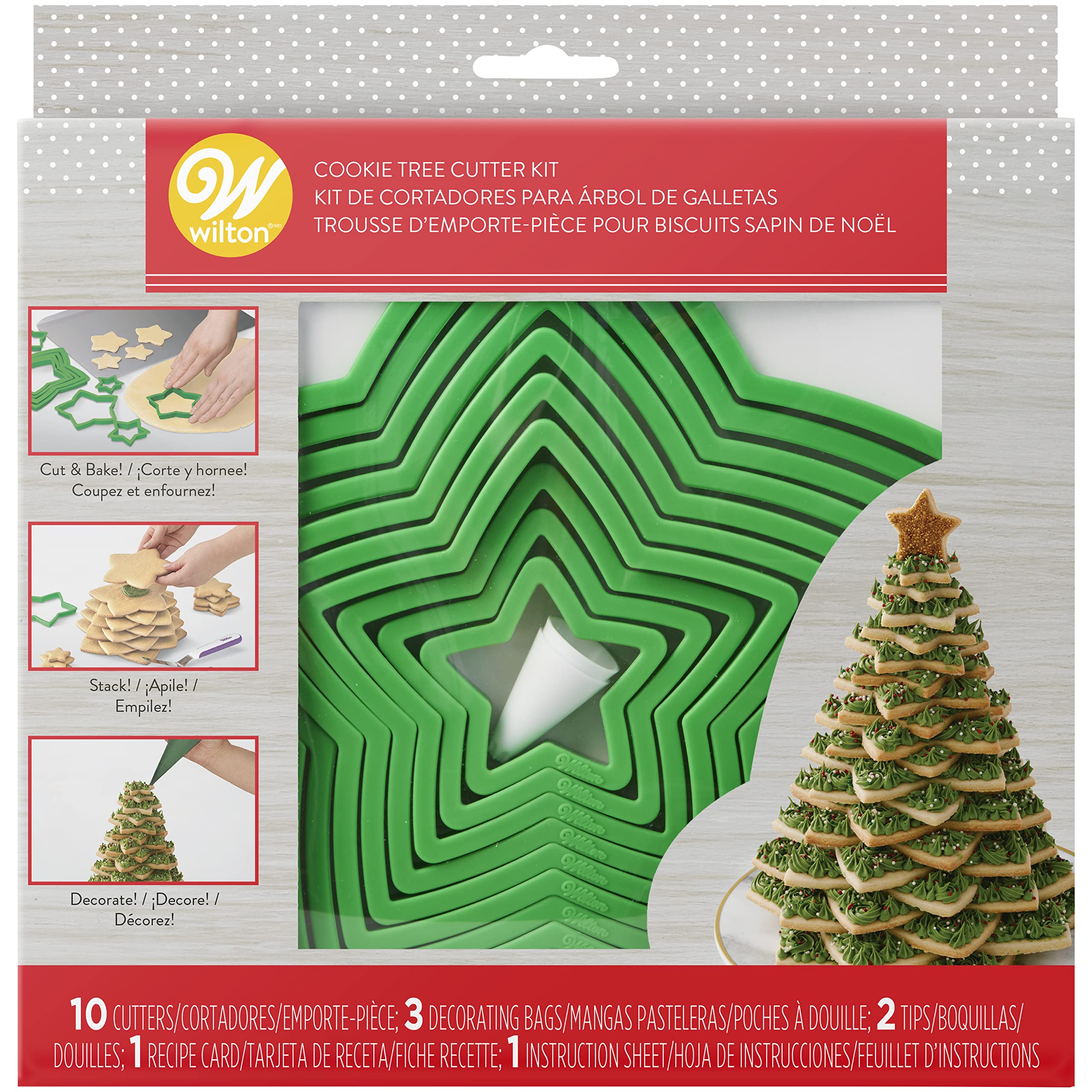 Wilton Christmas Tree Gingerbread Cookie Cutter Kit, 15Piece