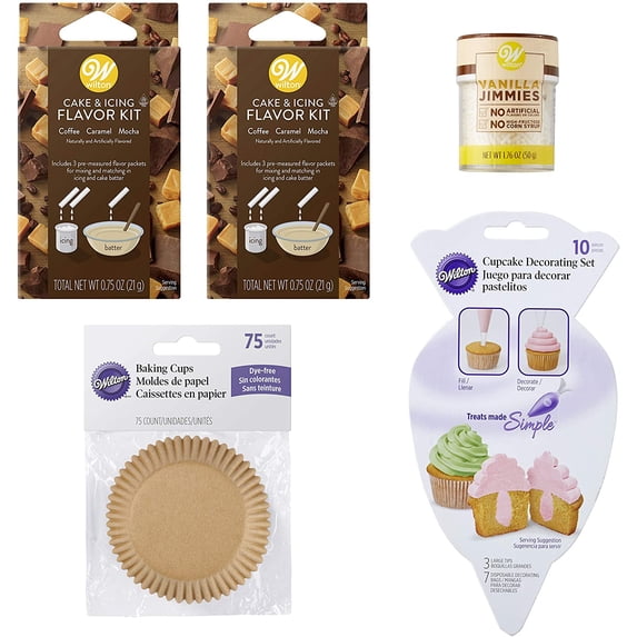 Wilton Coffee, Caramel and Mocha Flavors Cupcake Baking and Decorating Set, 5-Piece