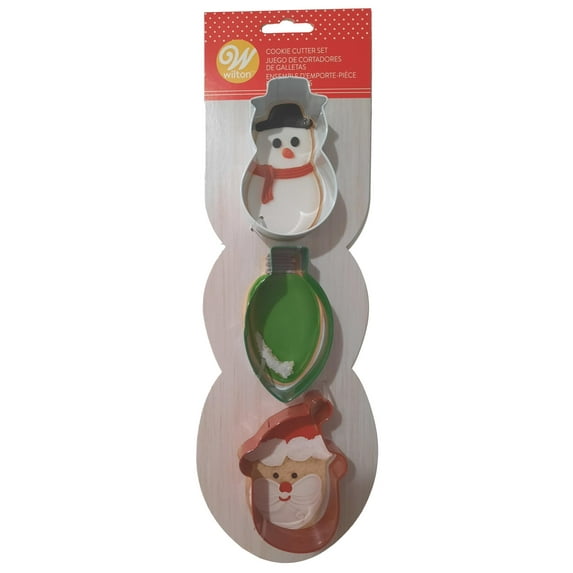 Wilton Snowman, Lightbulb, and Santa, 3 Piece Cookie Cutter Set, 2308-0-0361