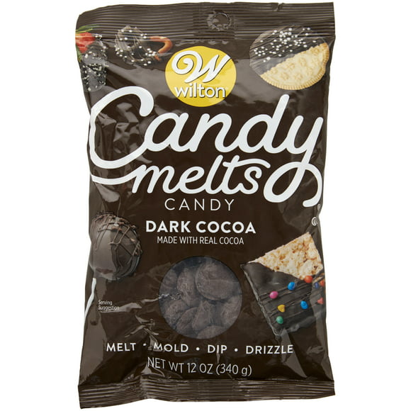 Wilton Dark Cocoa Candy Melts Candy for Chocolate Chip Cookies, Cake Pops, and Dipping Chocolate, 12 oz.