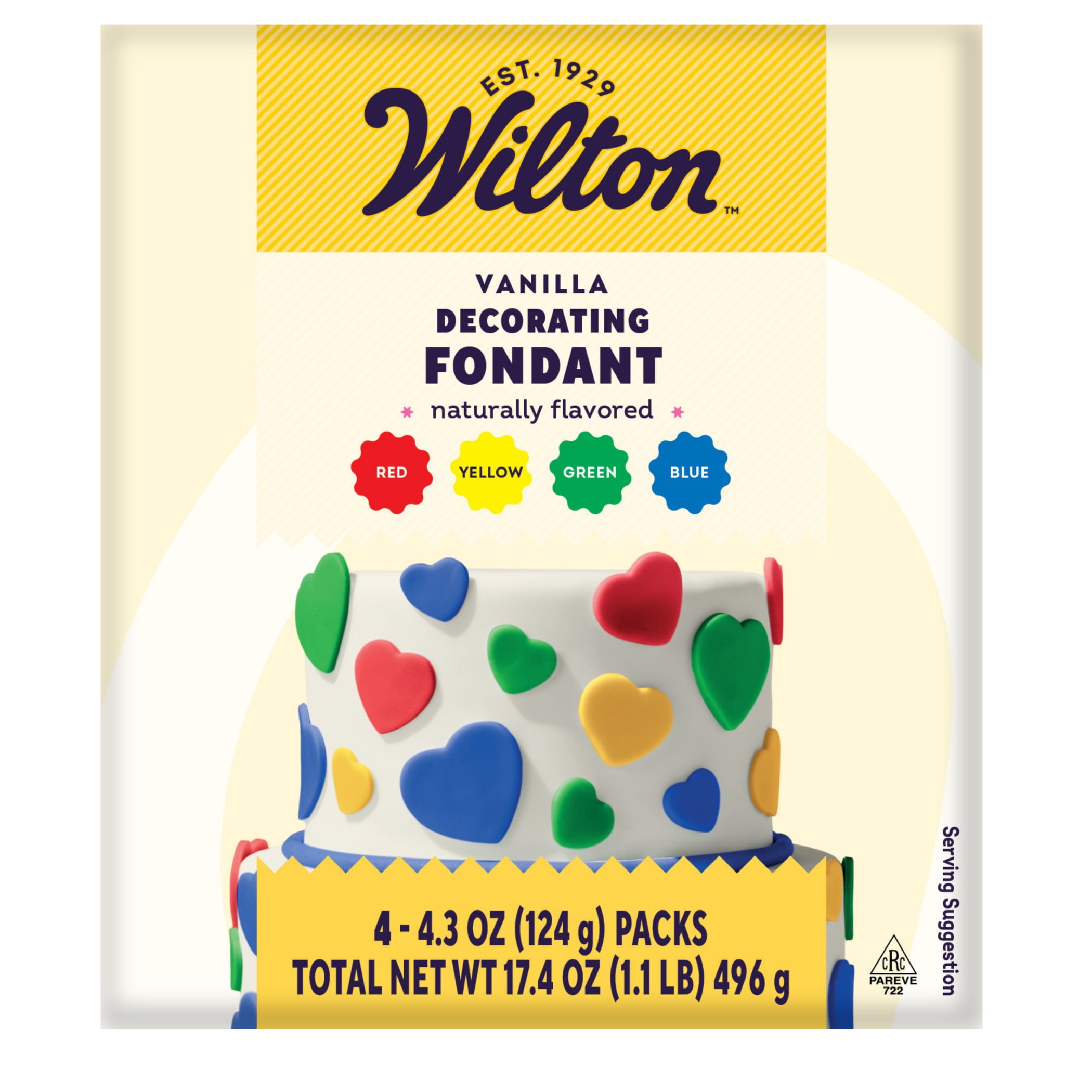 Wilton Fondant Assorted Colors Vanilla-Flavored 4-Pack Packaging May Vary