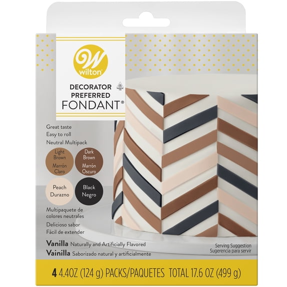 Wilton Natural Skin-Toned Vanilla-Flavored Fondant Set for Cake Decorating 4-pack of 4.4 oz. Foil Packets