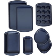 Wilton Diamond-Infused Non-Stick Bakeware Set 7-Piece Navy Color Baking Pan Set Cake, Muffin, & Bread Pans