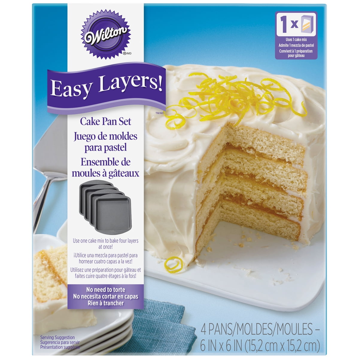 Wilton Easy Layers 5-Piece Layer Cake Pan Set, 6-Inch