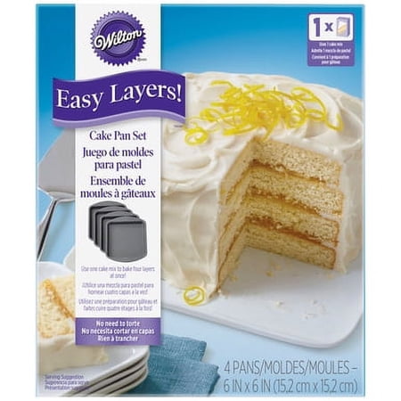 Wilton Easy Layer Square Cake Pan 4pc, 6" x 6"