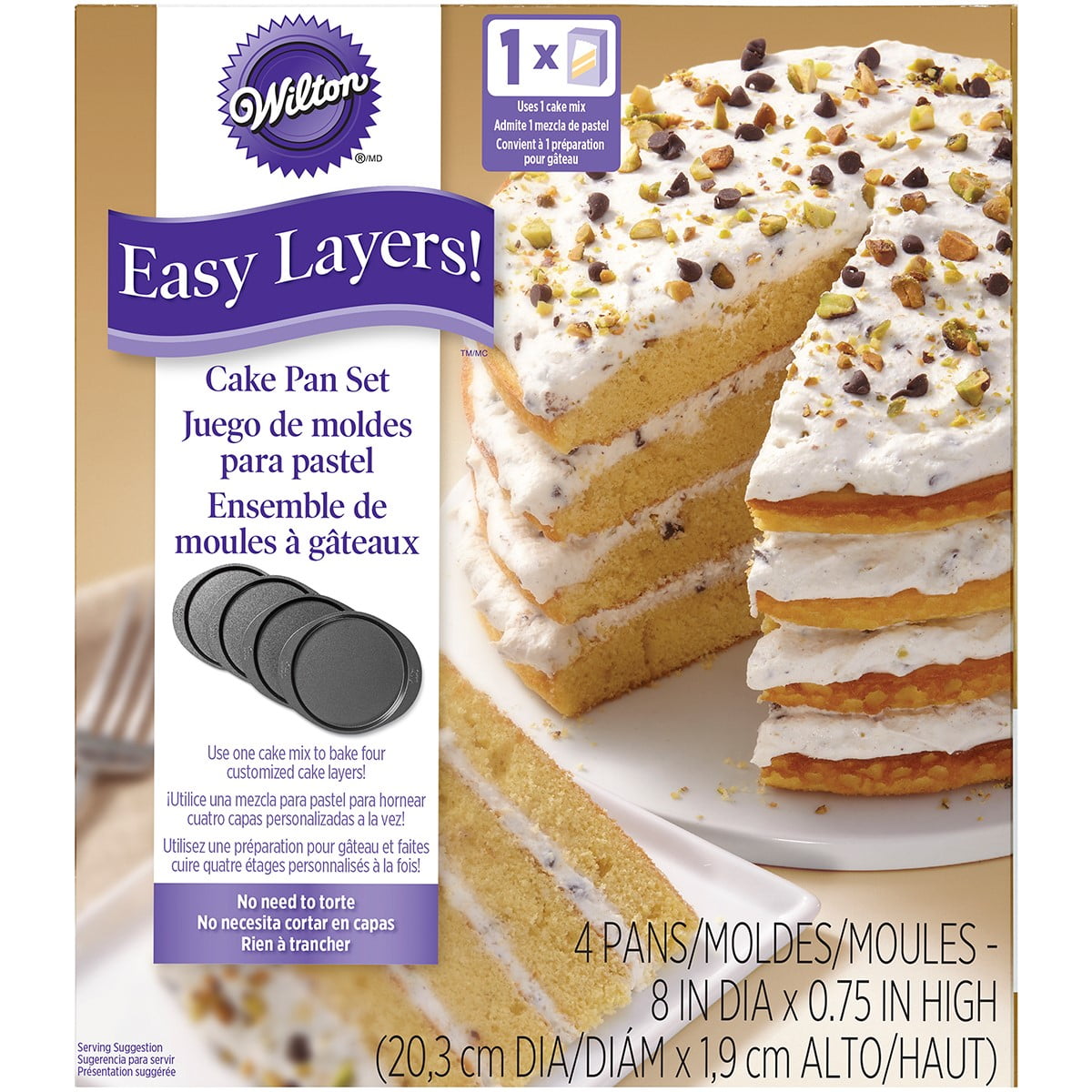 Wilton 8-Inch Round Non-Stick Aluminum Cake Pan Set, 4-Piece