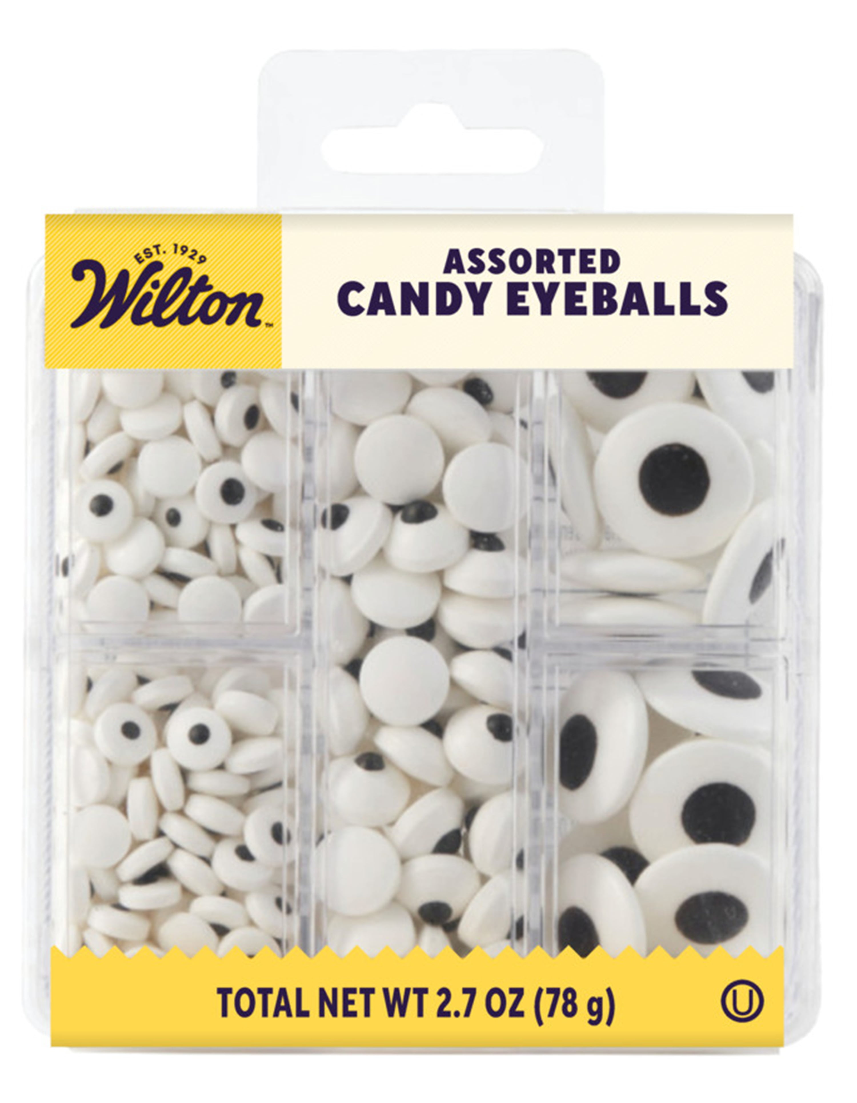 Wilton Edible Candy Eyeball Sprinkles Halloween Googly Eyes Black & White 2.75 oz.