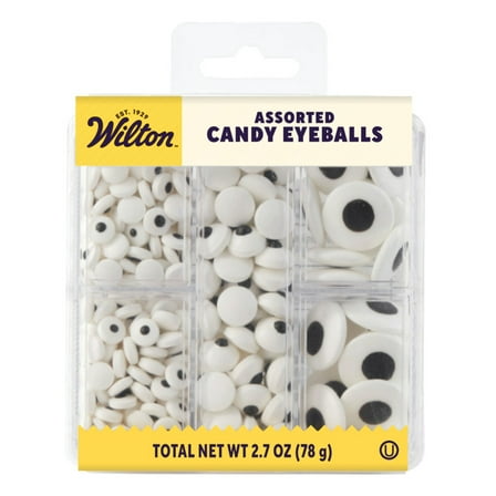 Wilton Edible Candy Eyeball Sprinkles Halloween Googly Eyes Black & White 2.75 oz.