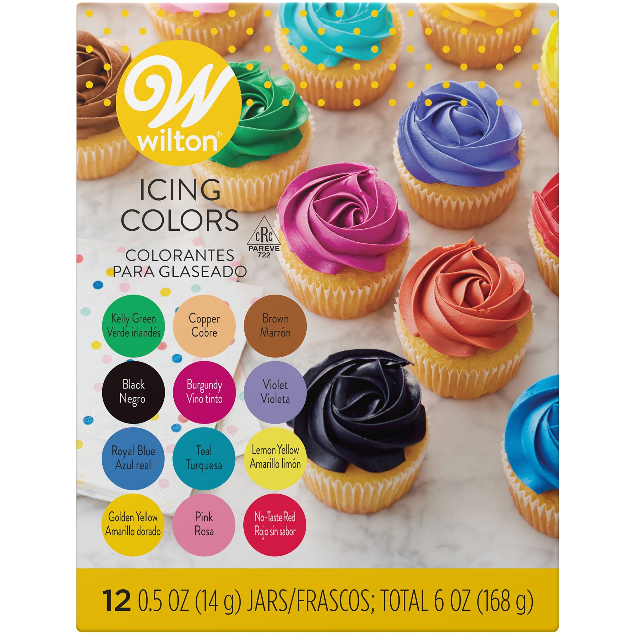 Wilton Edible Gel Food Coloring Set for Cake Decorating & Baking Variety Pack of 12 Each Jar 0.5 Oz.
