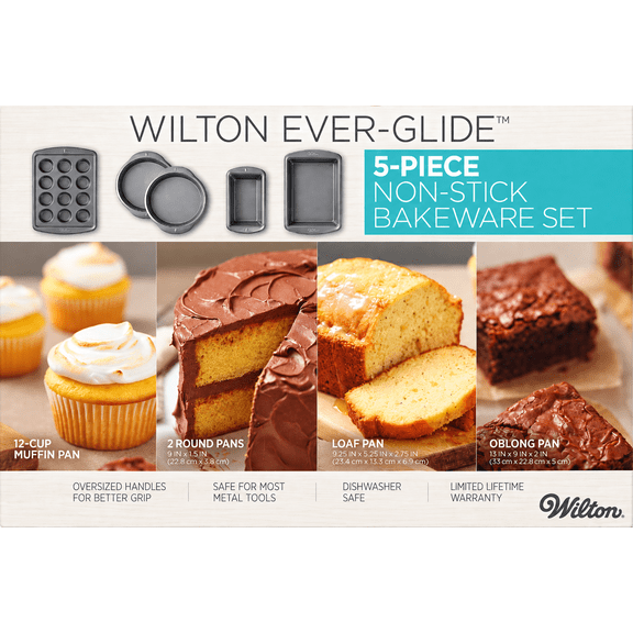 Wilton Ever Glide 5-Pieces Non-Stick Bakeware Set for Cooking and Baking.