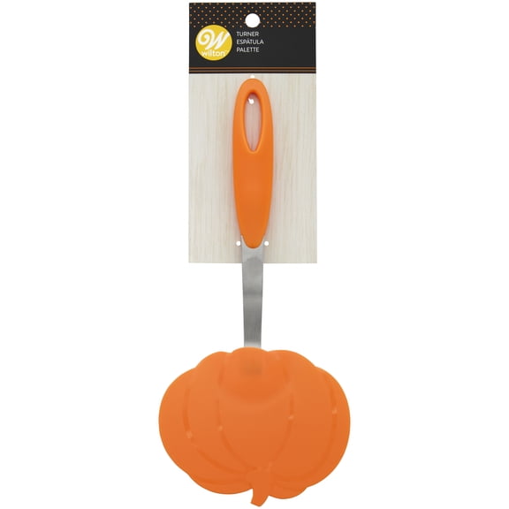 Wilton Fall or Halloween Large Pumpkin Plastic Turner or Spatula with Silicone Handle