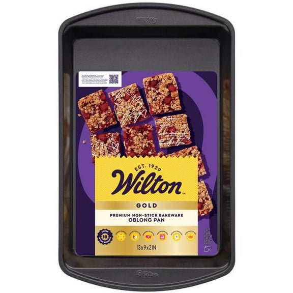 Wilton 6089599 9 x 13 in. Gold Oblong Cake Pan, Black