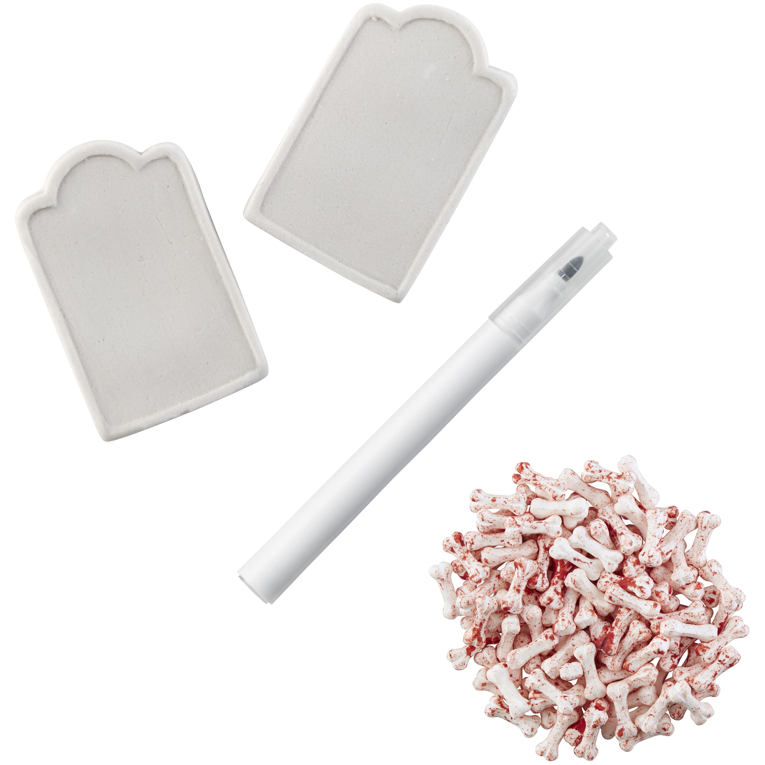 Wilton Graveyard Tombstones & Bones Edible Decorations Kit, Assorted Colors, 12Count