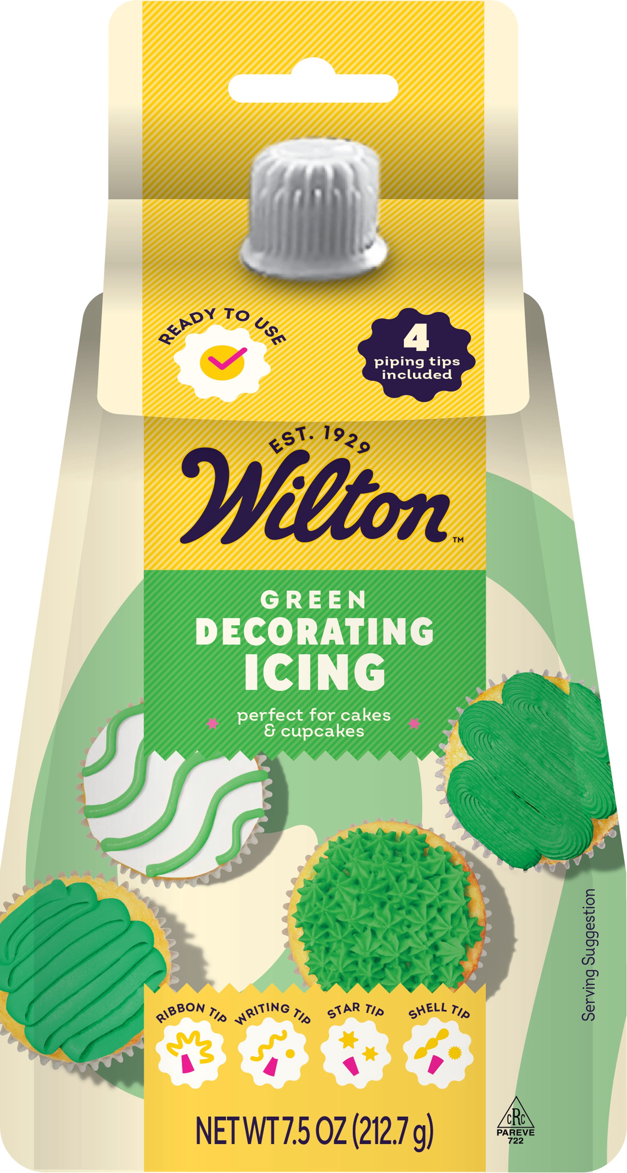 Wilton Green Decorating Icing Pouch & 4 Piping Tips Vanilla-Flavored Medium Consistency 7.5 oz.