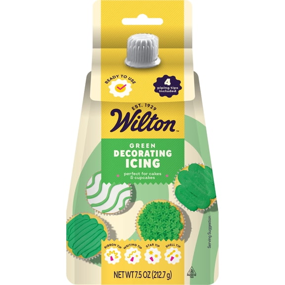Wilton Green Decorating Icing Pouch & 4 Piping Tips Vanilla-Flavored Medium Consistency 7.5 oz.