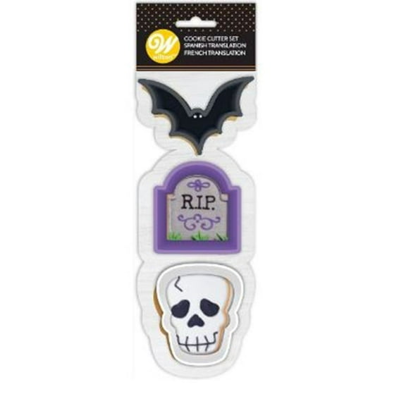 Wilton Bat, Skull, and Tomb 3 Piece Cookie Cutter Set, 2308-7567