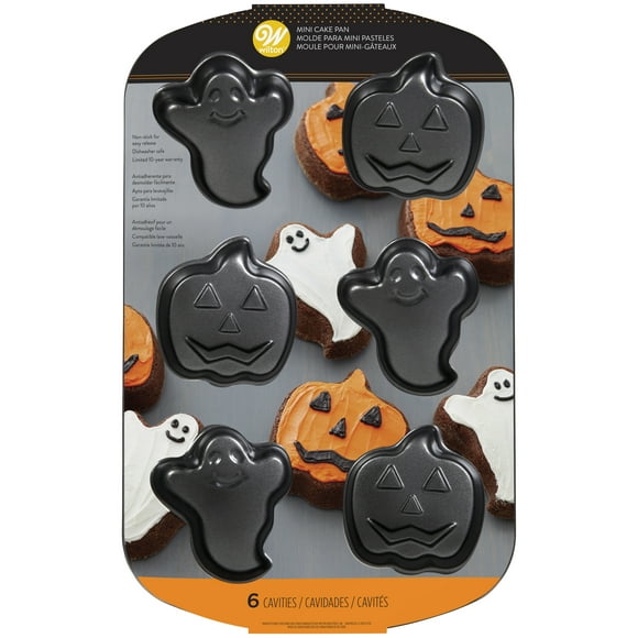 Wilton Halloween Mini Cake Baking Pan 6-Cavitiy 3 Ghosts & 3 Pumpkins 10" x 16"