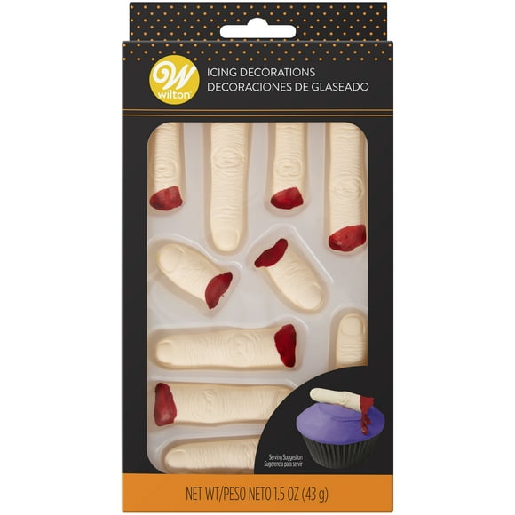 Wilton Halloween Severed Finger Edible Icing Decorations, Light Beige, 1.5 oz.
