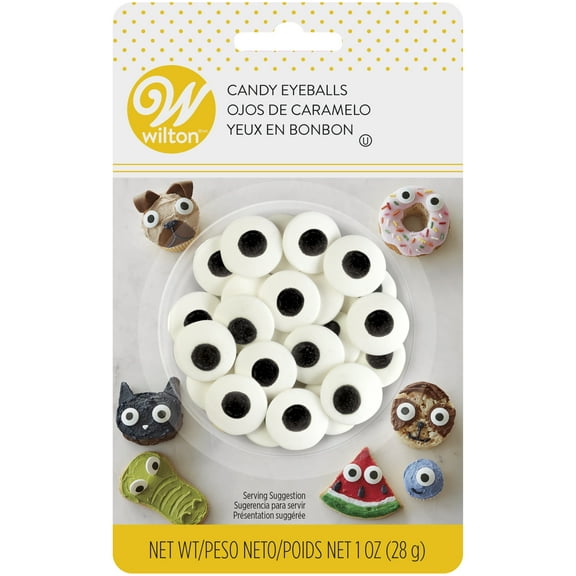 Wilton Large Edible Black and White Candy Eyeball Sprinkles, 1 oz.