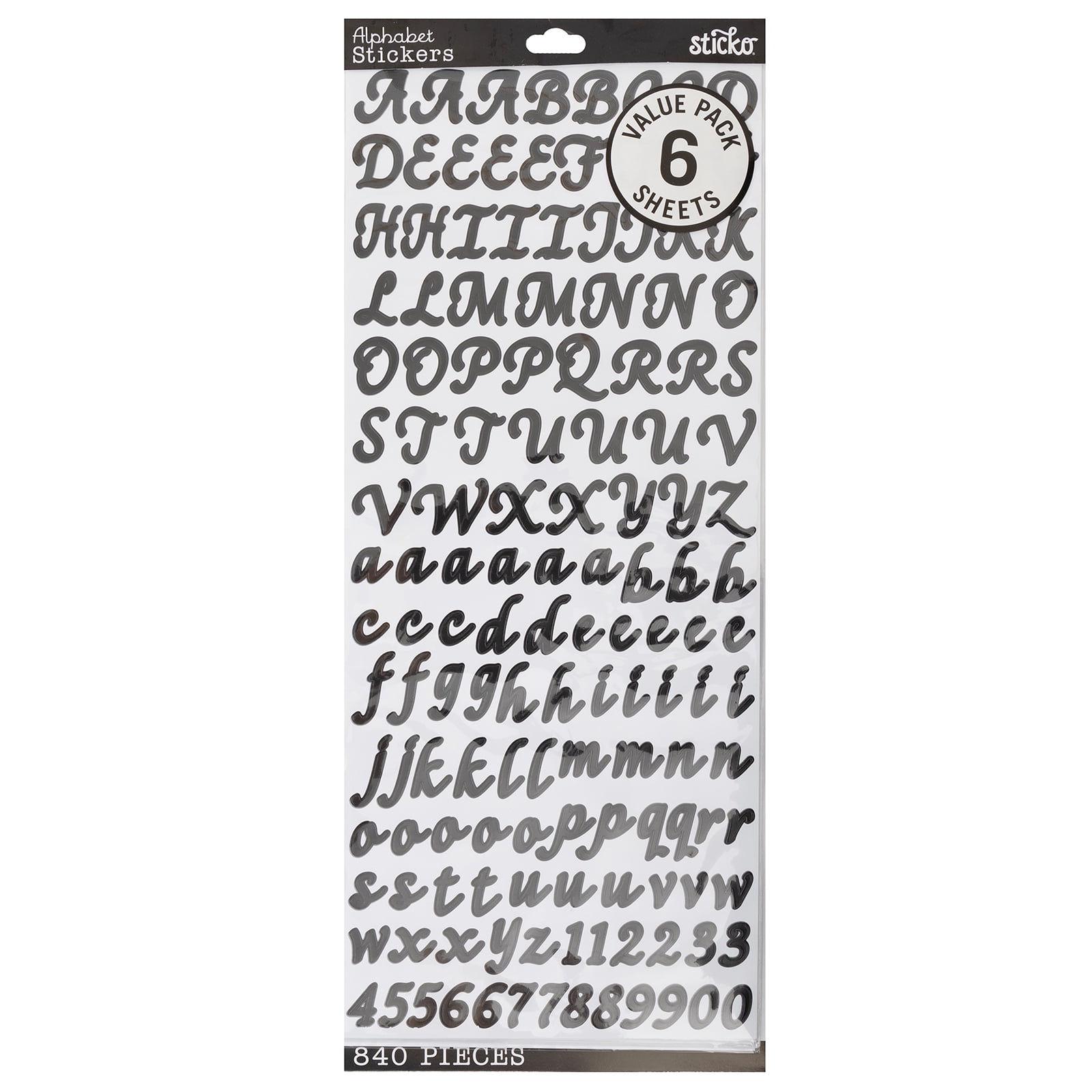 Big Font Glitter Alphabet Foam Stickers, Silver, 2-Inch, 26-Piece